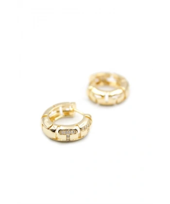 LitaeTrend Taşlı Halka Küpe - Altın