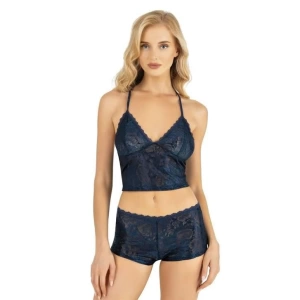 Arias Closet Lacivert Saten Şort Takımı 9222
