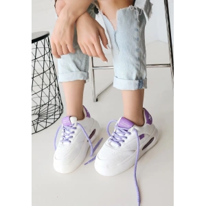 Chris Beyaz Cilt Lila Detaylı Bağcıklı Spor Ayakkabı