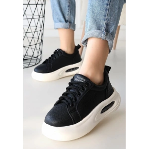 Chris Siyah Cilt Bağcıklı Spor Ayakkabı