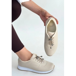 Finna Bej Cilt Bağcıklı Spor Ayakkabı