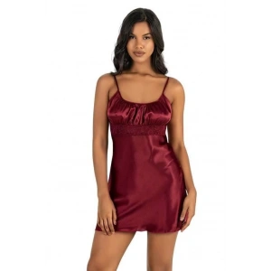 Litae Bordo Kısa Saten Gecelik 8208