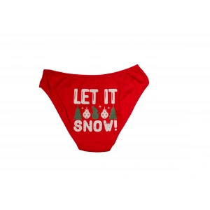 Litae Kırmızı Yılbaşı Desenli Let İt Snow Pamuklu Külot