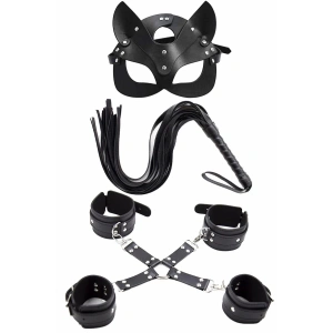 Litae Maske Kırbaç Bileklik 5 Li Harness Deri Set