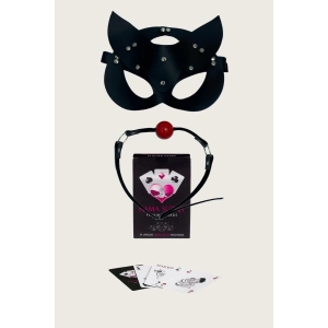 Litae Sexy Görselli Oyun Kartı Kama Sutra Siyah Ağız Topu Maske Set