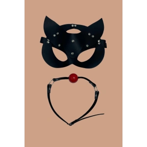 Litae Siyah Deri Maske ve Ağız Topu Herness Aksesuar