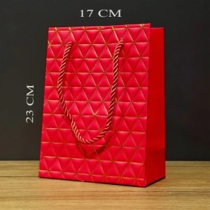 Litae Trend  Küçük Boy Kırmızı Gold Renkli Karton Çanta