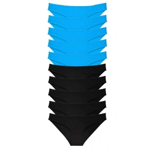 LitaeTrend 10 adet Eko Set Likralı Kadın Slip Külot Siyah Mavi