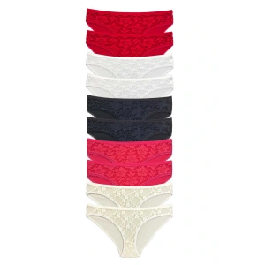 LitaeTrend 10 Adet Önü Dantelli Transparan Kadın Slip Külot S1