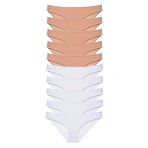 LitaeTrend 10 adet Süper Eko Set Likralı Kadın Slip Külot Ten Beyaz