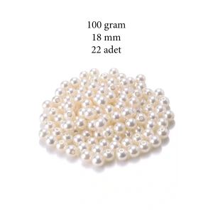 LitaeTrend 100 gram 18mm Krem Renk Plastik İnci Boncuk Çanta ve Takı Yapım Boncuğu (~22 adet)
