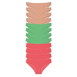 LitaeTrend 12 adet Süper Eko Set Likralı Kadın Slip Külot Ten Yeşil Fuşya