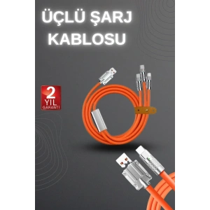 LitaeTrend 120W Hızlı Şarj Kablosu Turuncu Yüksek Güç Kapasitesi Çoklu Şarj Girişi