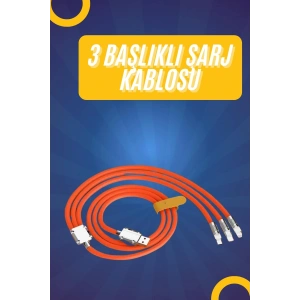 LitaeTrend 120W Silikon Metal Uçlu LED Işıklı 3 In1 Şarj Kablosu 1.2m