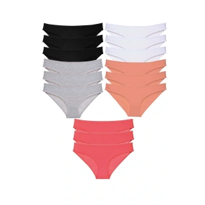 LitaeTrend 15 adet Süper Eko Set Likralı Kadın Slip Külot Siyah Gri Beyaz Pudra Fuşya