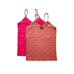 LitaeTrend 2 Adet Kadın Askılı Desenli Atlet Dantelli Empirme Pamuklu Penye D3-4