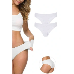 LitaeTrend 2 Adet Kadın Dikişsiz Lazer Kesim Esnek İz yapmayan Külot Beyaz