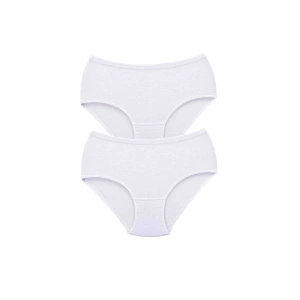 LitaeTrend 2 Adet Tutku Kadın Yüksek Bel Bato Kalın Lastik Külot Beyaz