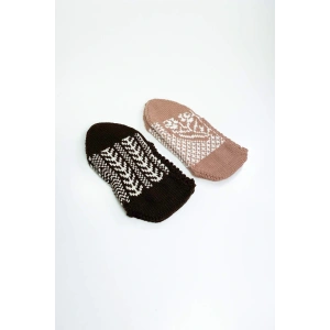 LitaeTrend 2 Çift El Örgüsü Kışlık Şık Kadın Yün Patik Set 10