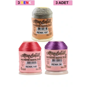 LitaeTrend 3 Adet Altınbaşak Oya ve Dantel İpi 20 gr - Royaleks - No: 145 - 036 - 197
