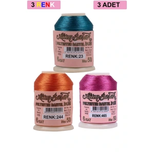 LitaeTrend 3 Adet Altınbaşak Oya ve Dantel İpi 20 gr - Royaleks - No: 244 - 465 - 023