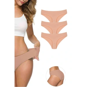 LitaeTrend 3 Adet Kadın Dikişsiz Lazer Kesim Esnek İz yapmayan Külot Ten