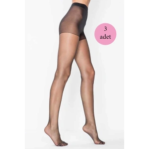 LitaeTrend 3 Adet Parlak Fit 15 Likralı Külotlu Çorap Siyah