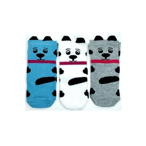 LitaeTrend 3 Çift Köpek Temalı 3 Boyutlu Kulaklı Pamuklu Yumuşak Kadın Bilek Çorap