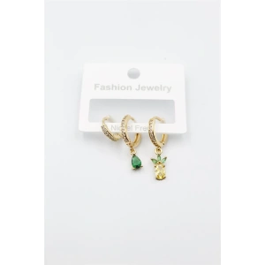 LitaeTrend 3lü Ananas Küpe - Altın