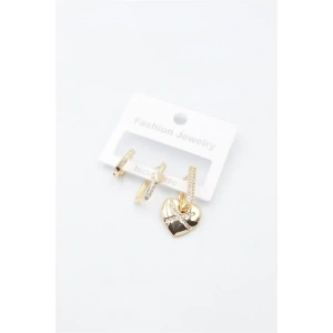 LitaeTrend 3lü Kalp Küpe - Altın