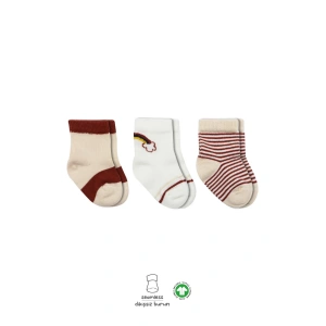 LitaeTrend 3lü Penye Rainbow Soket Çorap Bs10113 Kiremit