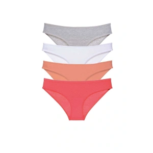 LitaeTrend 4 adet Süper Eko Set Likralı Kadın Slip Külot Gri Beyaz Pudra Fuşya