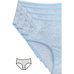 LitaeTrend 4lü Yeni Seri Renkli Yüksek Bel Fitilli Ribana Bato Külot Mavi