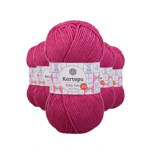 LitaeTrend 5 Adet Baby One Tüylenmeyen El Örgü İpi Yünü Fuşya K245