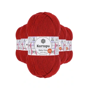 LitaeTrend 5 Adet Baby One Tüylenmeyen El Örgü İpi Yünü Koyu Kırmızı K129