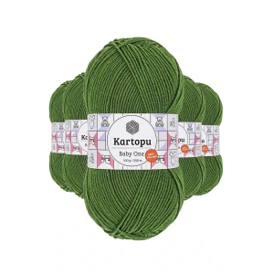 LitaeTrend 5 Adet Baby One Tüylenmeyen El Örgü İpi Yünü Yeşil K1391