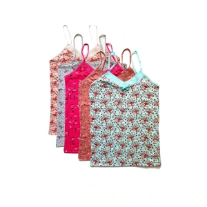 LitaeTrend 5 Adet Kadın Askılı Desenli Atlet Dantelli Empirme Pamuklu Penye D1-5