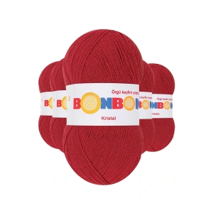 LitaeTrend 5 Adet Kristal El Örgü Lif İpi Koyu Kırmızı 98237