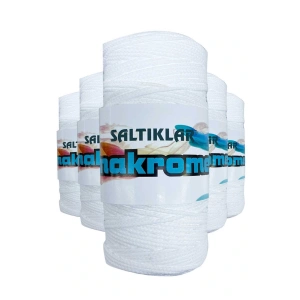 LitaeTrend 5 Adet Polyester Makrome İpi 10 Kar Beyaz 100 gr