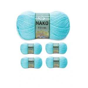 LitaeTrend 5 Adet Vizon Premium Akrilik El Örgü İpi Yünü Renk No:10535 Açık Turkuaz