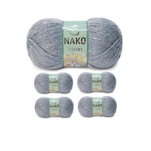 LitaeTrend 5 Adet Vizon Premium Akrilik El Örgü İpi Yünü Renk No:194 Sis Gri