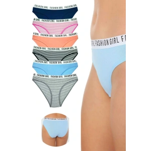 LitaeTrend 6 Adet Beli Yazılı Lastik Pamuk Kadın Külot