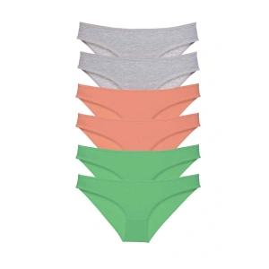 LitaeTrend 6 adet Süper Eko Set Likralı Kadın Slip Külot Gri Pudra Yeşil