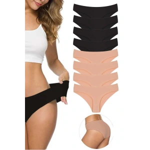 LitaeTrend 8 Adet Kadın Dikişsiz Lazer Kesim Esnek İz yapmayan Külot S2