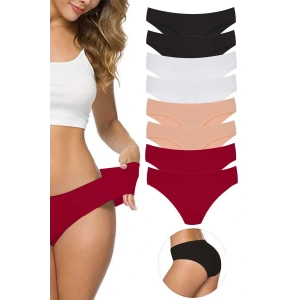 LitaeTrend 8 Adet Kadın Dikişsiz Lazer Kesim Esnek İz yapmayan Külot S7