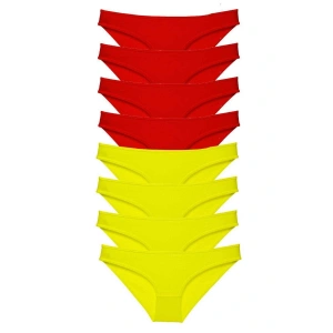 LitaeTrend 8 adet Süper Eko Set Likralı Kadın Slip Külot Sarı Kırmızı