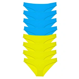 LitaeTrend 8 adet Süper Eko Set Likralı Kadın Slip Külot Sarı Mavi