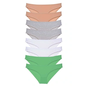 LitaeTrend 8 adet Süper Eko Set Likralı Kadın Slip Külot Ten Gri Beyaz Yeşil