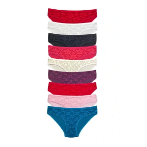 LitaeTrend 9 Adet Önü Dantelli Transparan Kadın Slip Külot S119