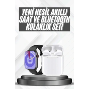 LitaeTrend Akıllı Saat Gümüş Kasa Bluetooth Kulaklık Hediyeli Çok Fonksiyonlu İkili Set